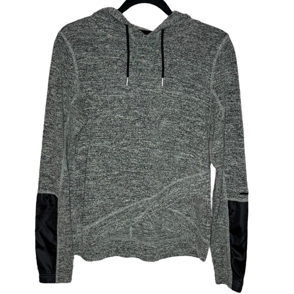 Tahari Sport | Heather Gray Hoodie w/Satin Sleeve Accents | Women’s Medium | EUC